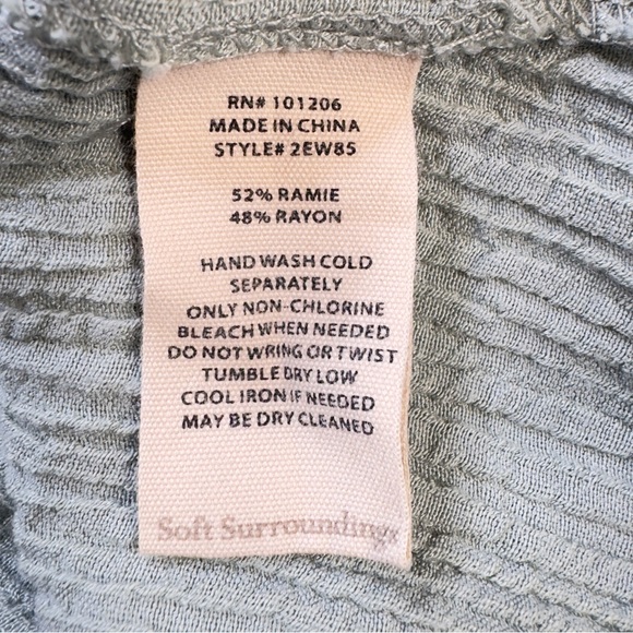 Soft Surroundings Grayish Blue Green Top & Bottom Pajama Set Size Medium NWOT - Picture 9 of 16